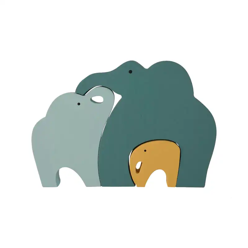 اسباب بازی چوبی طرح پازل فیل خانواده مدل MKT03-F