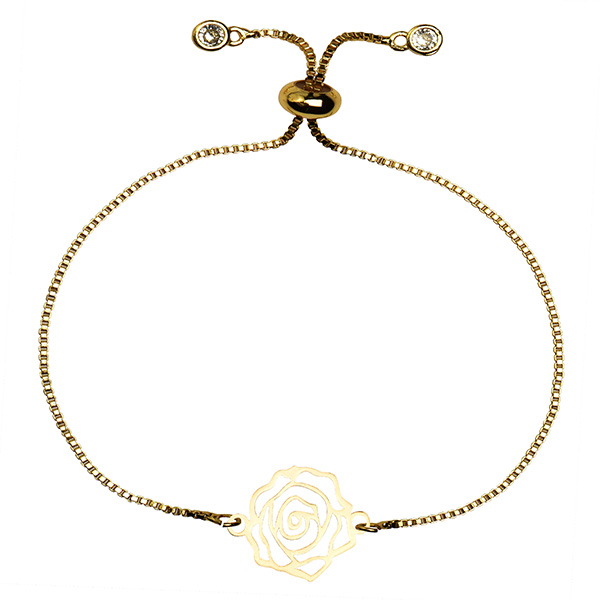 دستبند طلا 18 عیار زنانه کرابو طرح گل رز مدل Kr2187