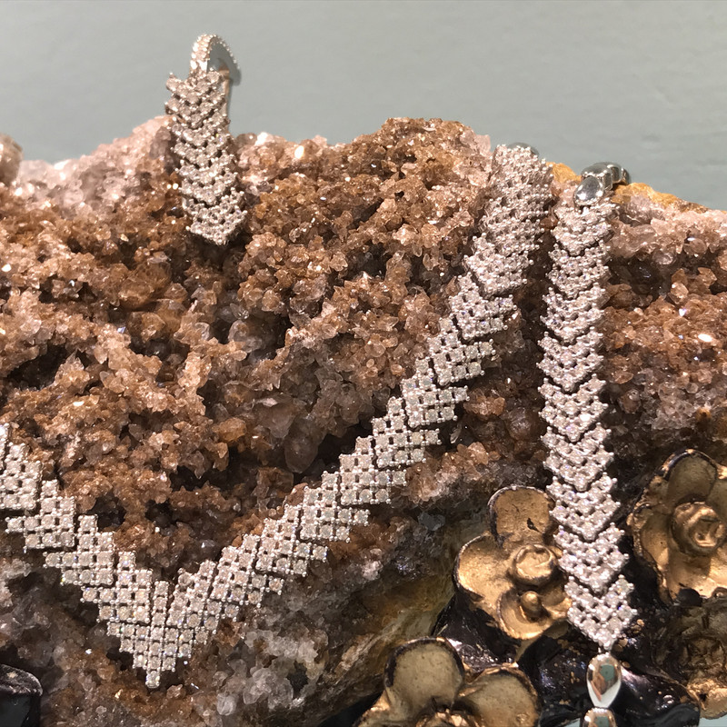 نیم ست نقره زنانه مدل پرنس جناقی روکش رادیوم