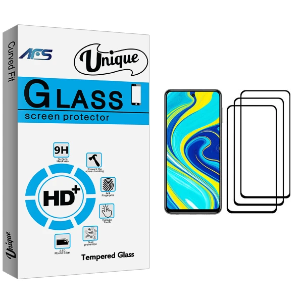 محافظ صفحه نمایش ای اف اس مدل Unique Glass مناسب برای گوشی موبایل شیائومی Redmi Note 9S بسته سه عددی