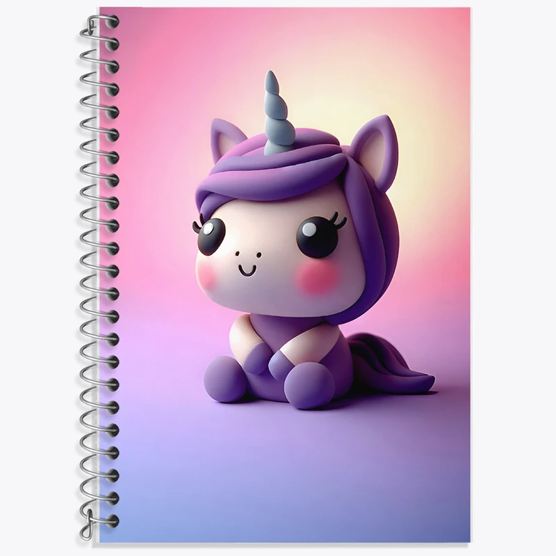 دفتر زبان 50 برگ خندالو مدل دو خط طرح اسب تک شاخ کیوت کد F7990