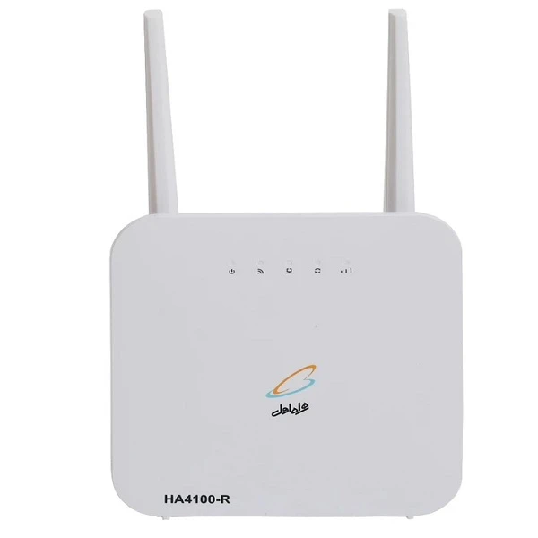 مودم روتر 4G سیم‌کارت‌خور همراه اول فول باند مدل HA4100، دوآنتنه، با سرعت انتقال تا 300MB بر ثانیه، پشتیبانی از SMS، اتصال بی‌سیم و باسیم، تا 30 کاربر و همراه با بسته 70 گیگ اینترنت یکساله