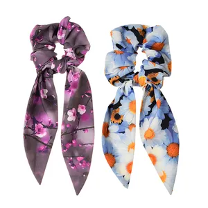 کش مو زنانه دلنار گالری مدل اسکرانچی بابونه و شاخه شکوفه سه بعدی مجموعه 2 عددی