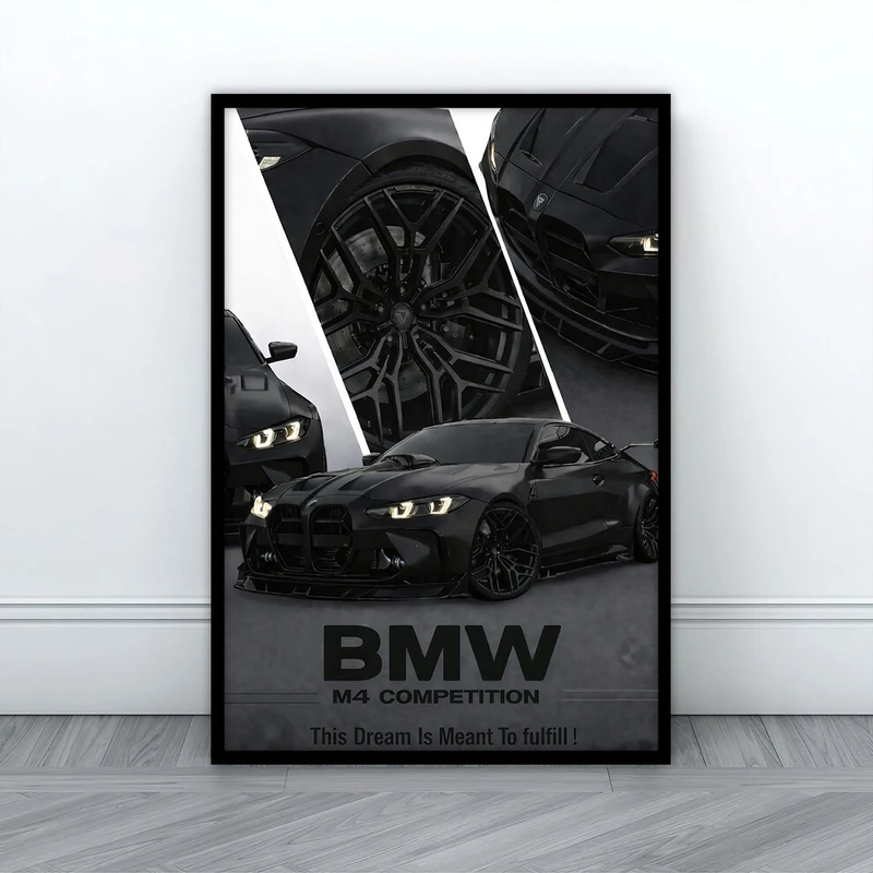 تابلو بکلیت طرح ماشین BMW M4 مدل B-S10690 فریم مشکی