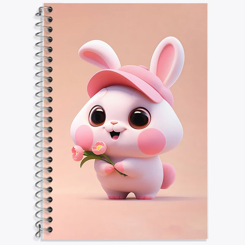 دفتر زبان 50 برگ خندالو مدل دو خط طرح خرگوش کیوت کد F5683