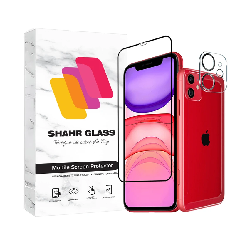 محافظ صفحه نمایش شهر گلس مدل MFUL3DSH مناسب برای گوشی موبایل اپل iPhone 11 به همراه محافظ لنز دوربین