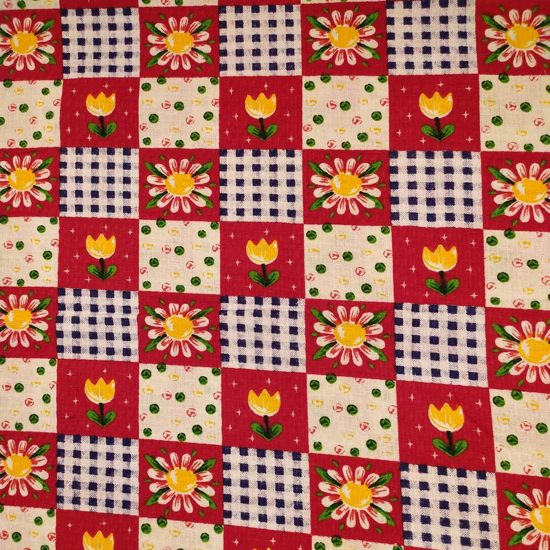 پارچه آشپزخانه عرض 1.4 متر صنایع نساجی گلچهر مدل نیلوفر رنگ قرمز