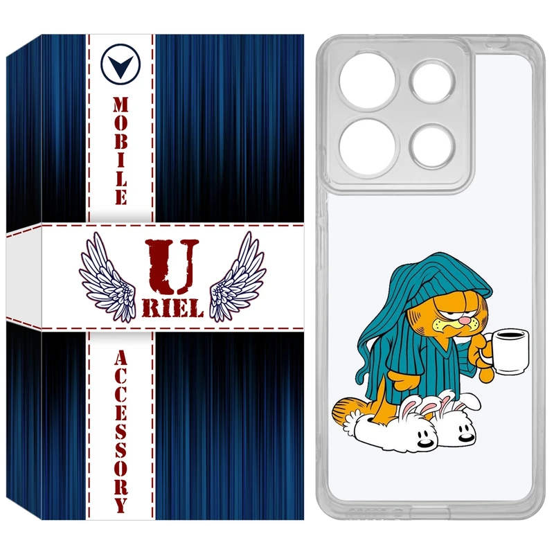 کاور یوریل مدل Clear کد 72 طرح گارفیلد مناسب برای گوشی موبایل شیائومی Redmi Note 13 4G