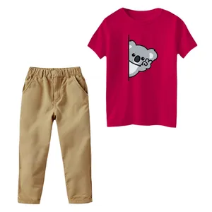 ست تی‌شرت و شلوار پسرانه مدل کوالا کد 2 رنگ سرخابی