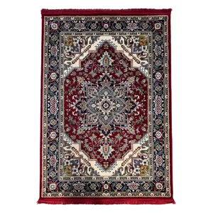 فرش ماشینی 500 شانه زمینه قرمز حاشیه مشکی مدل R32