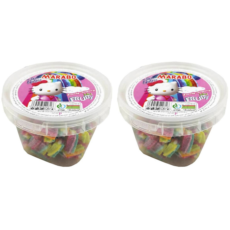پاستیل شکری ترش میوه ای پیچی مارابو - 180 گرم بسته 2 عددی