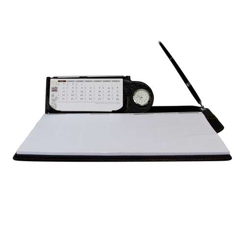 تقویم رومیزی سال 1401 مدل زیر دستی ساعت دار به همراه خودکار