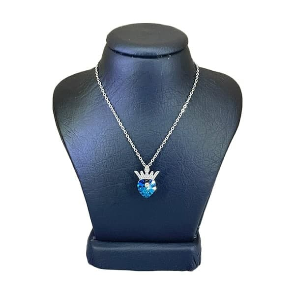 گردنبند نقره زنانه سواروسکی مدل قلب تاج دار کد 2232