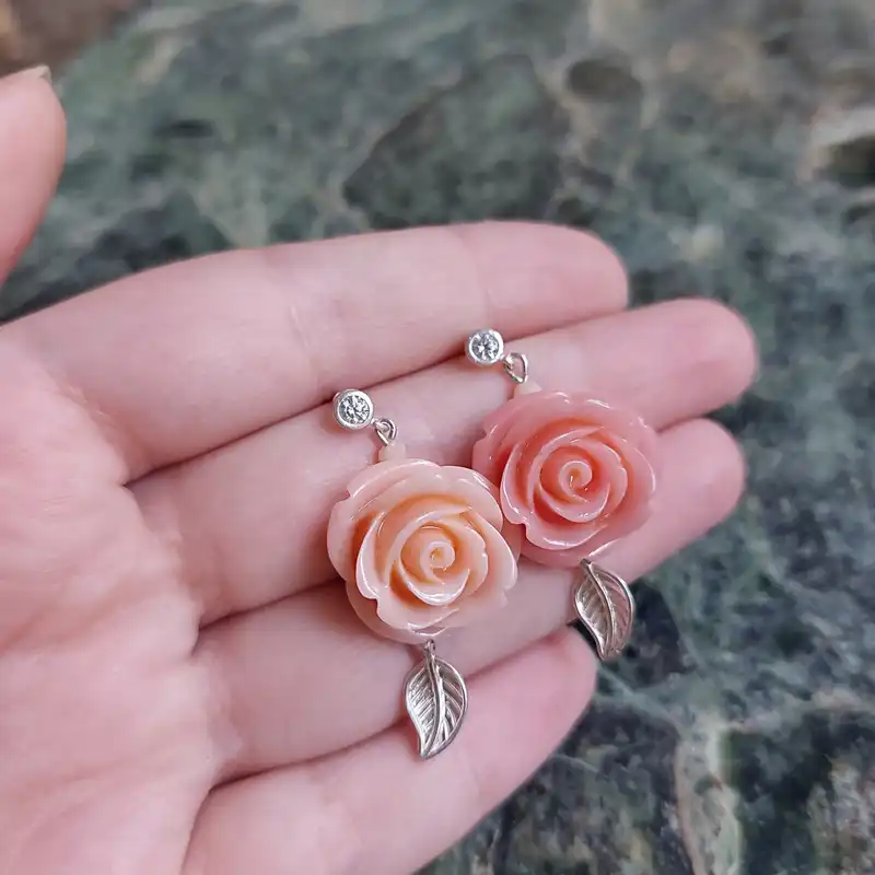 گوشواره نقره زنانه مدل گل رز