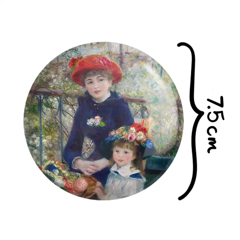 آینه جیبی خندالو طرح دو خواهر روی تراس رنوار مدل تاشو کد 23353