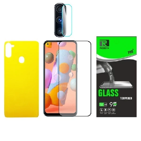 محافظ صفحه نمایش وپشت گوشی روبیکس مدل FL-A11 مناسب برای گوشی موبایل سامسونگ Galaxy A11 به همراه محافظ لنز دوربین