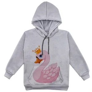 هودی دخترانه مدل قو F139 رنگ طوسی