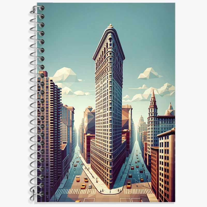 دفتر لغت 50 برگ خندالو طرح ساختمان فلت‌آیرن (Flatiron Building) کد F6366