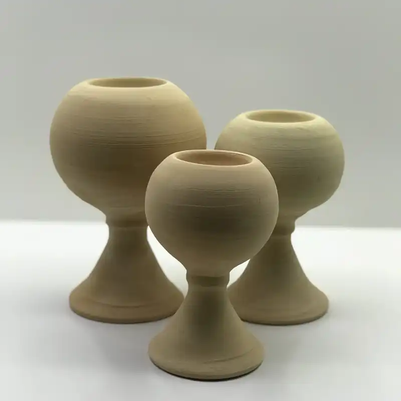 جاشمعی سفالی خام مدل پایه دار کد SH102 مجموعه سه عددی