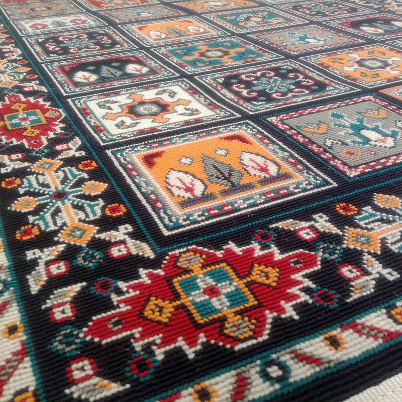 گلیم ماشینی ستاره طلایی ملت مدل خشتی