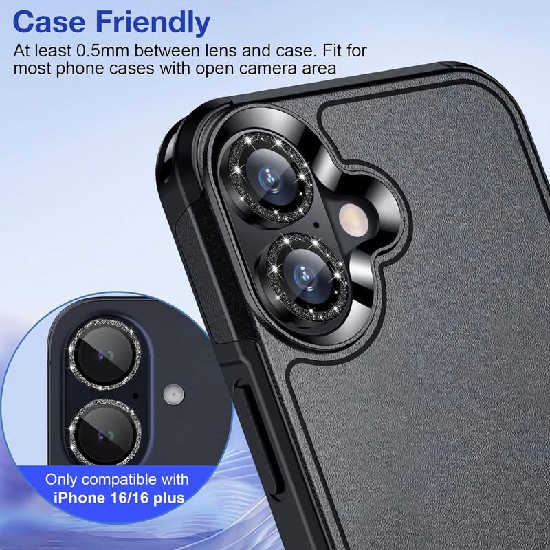 محافظ لنز دوربین انتک مدل Glitter Lens مناسب برای گوشی موبایل اپل iPhone 16 / 16 Plus