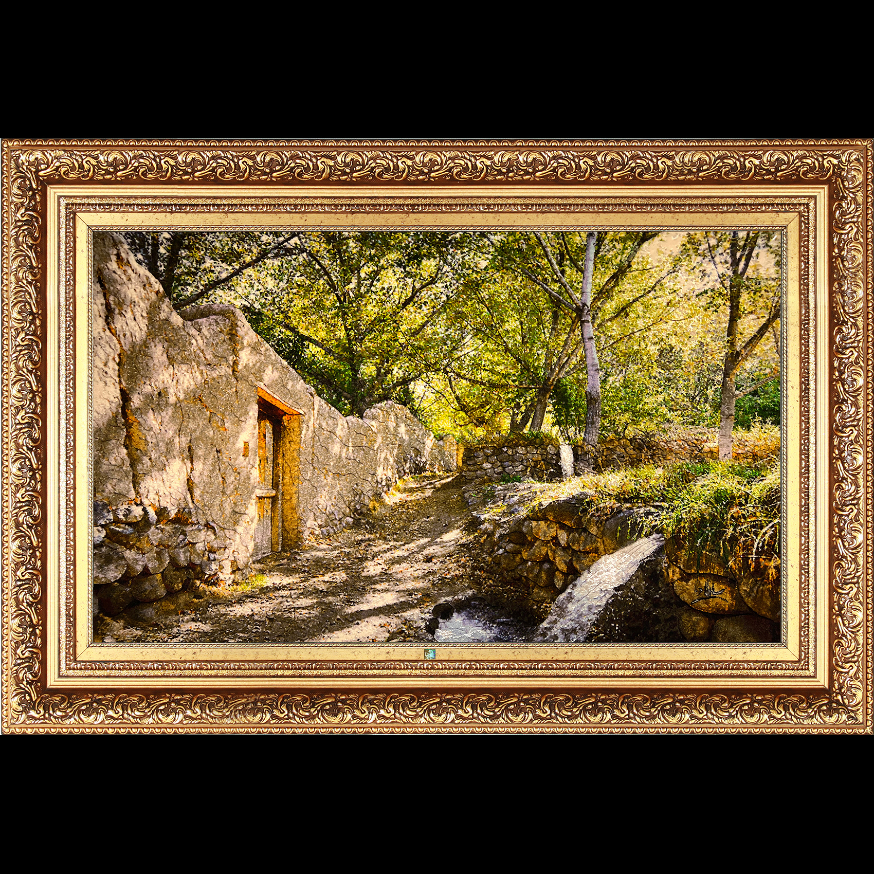 تابلو فرش دستباف فرش میرنظامی مدل منظره کوچه باغ کد 923