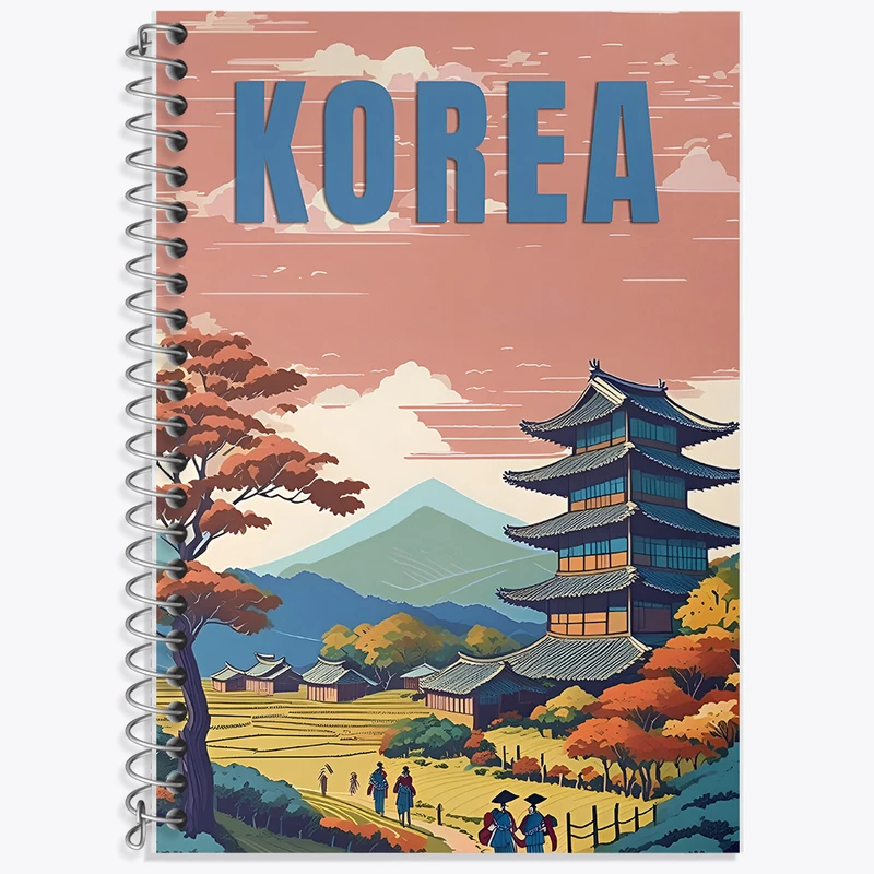 دفتر زبان 50 برگ خندالو مدل سه خط طرح کره (Korea) کد F6304