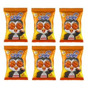 بادام زمینی روکش دار دراژه هلندی با طعم باربکیو پنگوئن - 80 گرم بسته 6 عددی