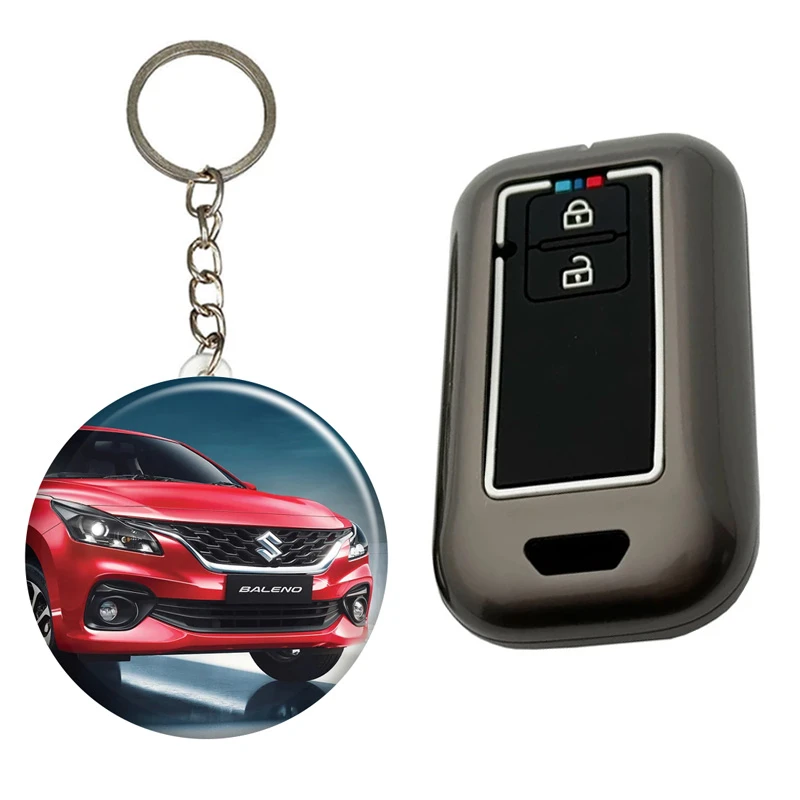 کاور ریموت و سوئیچ خودرو کالانیکس مدل COV-SUZUKI-100633 طرح فلزی مناسب برای سوزوکی بالنو به همراه جاسوئیچی