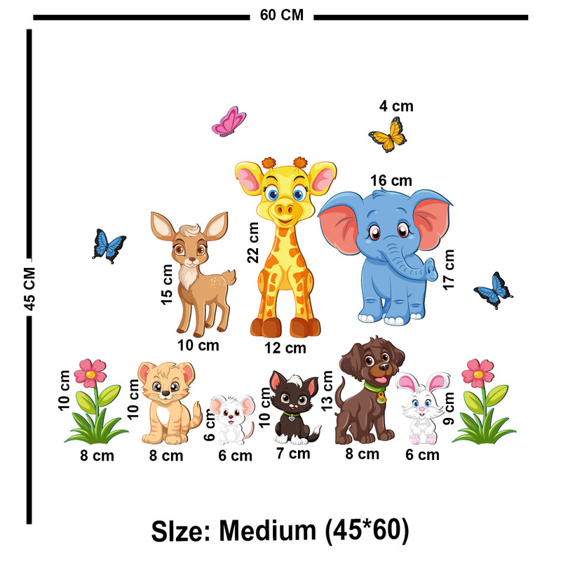 استیکر چوبی کودک باروچین مدل حیوانات زیبا کد 1343 مجموعه 14 عددی