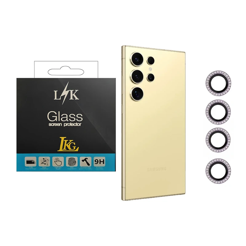  محافظ لنز دوربین ال کا جی مدل نگین دار مناسب برای گوشی موبایل سامسونگ Galaxy S24 Ultra 5G