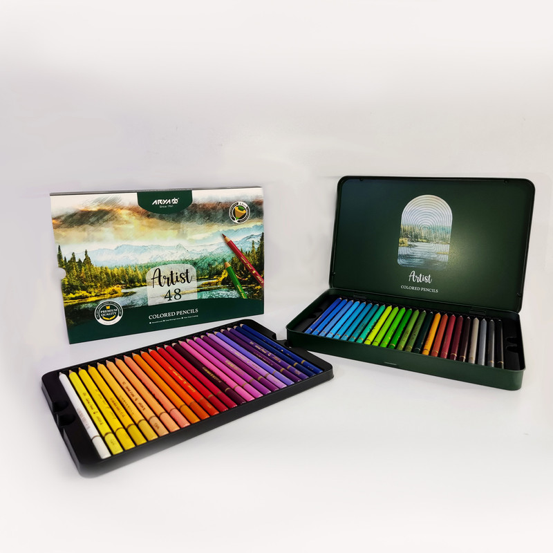مداد رنگی 48 رنگ آریا مدل آرتیست جعبه فلزی کد 048
