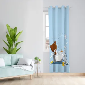 پرده مدل عروسک خرس تو وان مخمل پانچی کد 1025 سایز 140x280 سانتی متر
