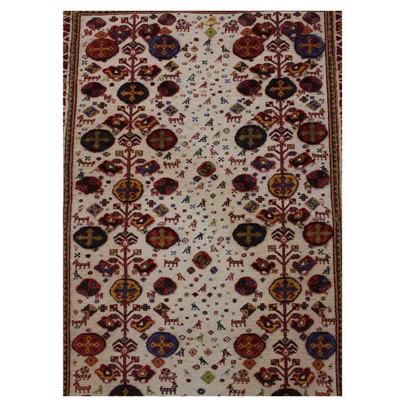 گلیم فرش دستباف شیرکی پیچ یک متری طرح درخت کشیده کد 104