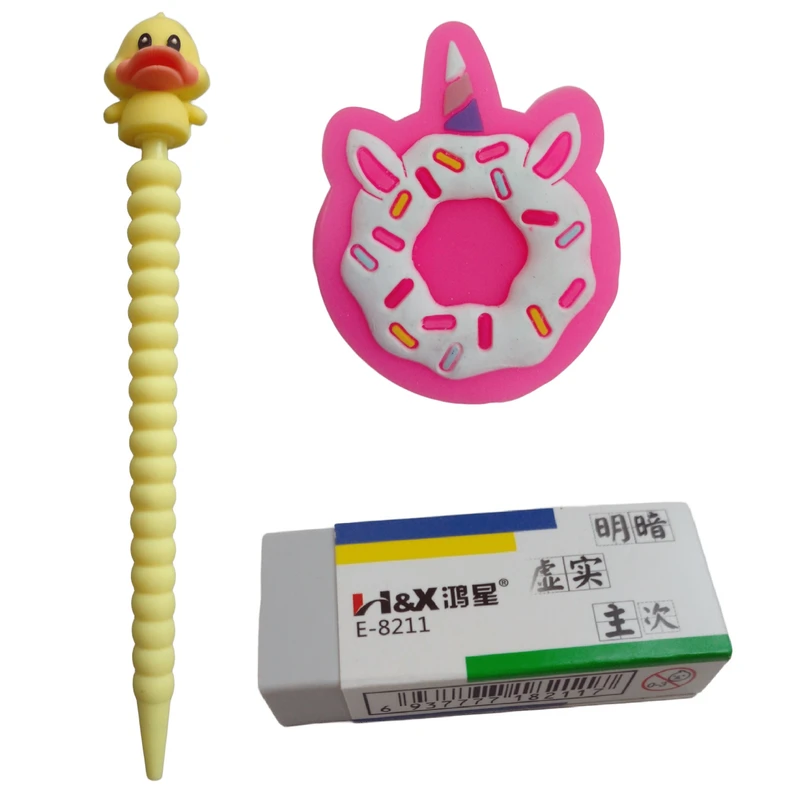 مداد نوکی 0.5 میلی متری مدل جوجه به همراه پاک کن و تراش