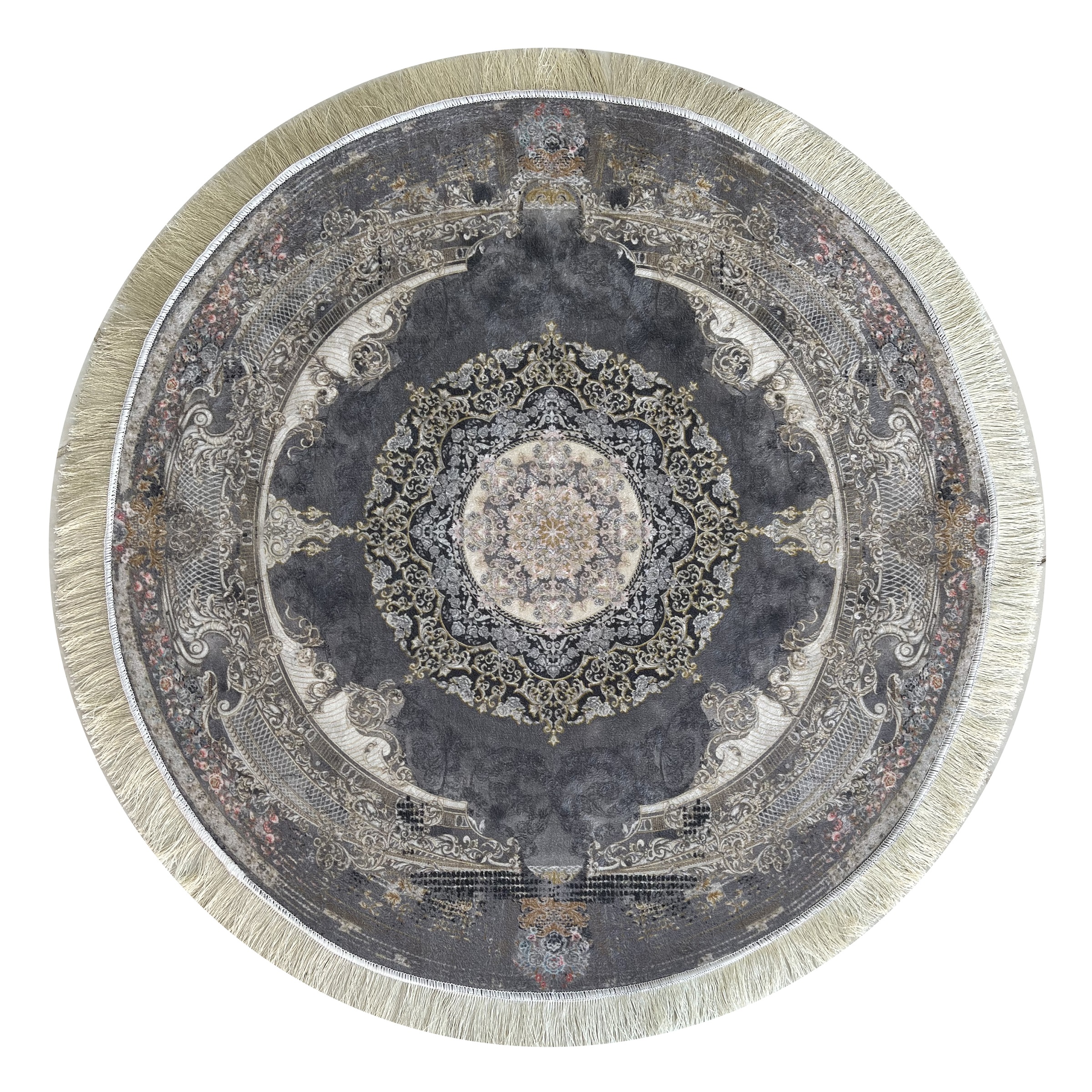فرش پارچه ای سارای مدل دایره مخملی ترک کد 1128