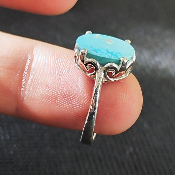 انگشتر نقره زنانه مدل فیروزه نیشابور کد 330