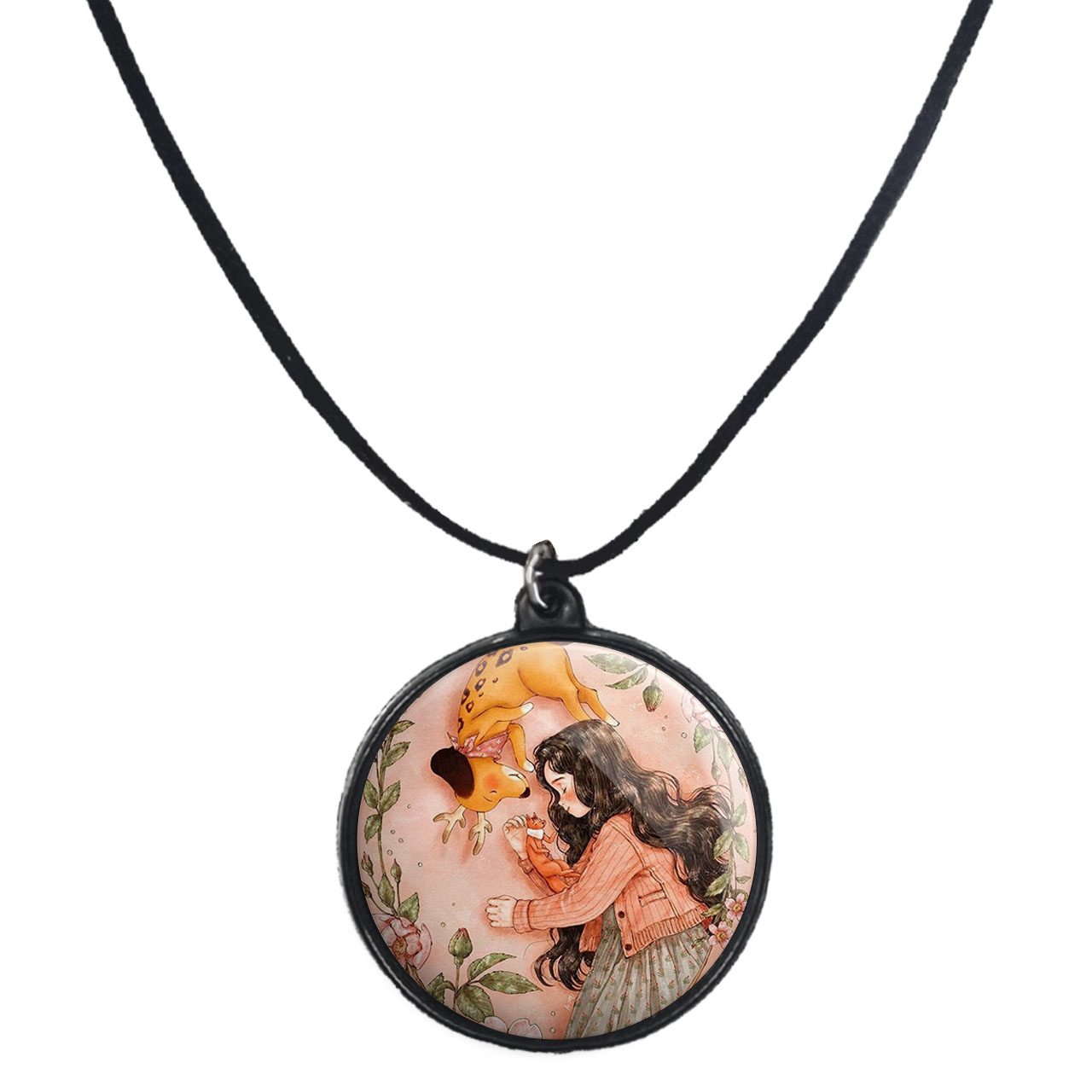 گردنبند پرمانه طرح دخترونه کد pmb.23445 مدل دو طرفه