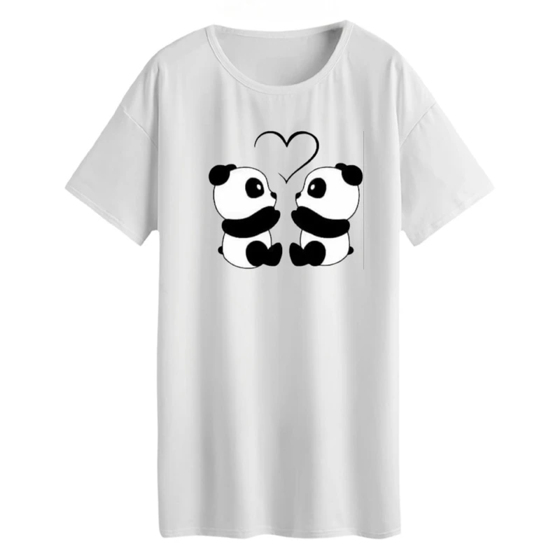 تی شرت لانگ زنانه مدل پاندا عاشق