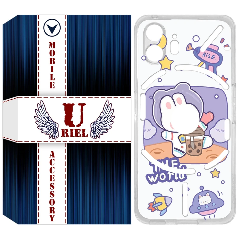 کاور یوریل مدل Clear کد 8 طرح خرگوش فضانورد مناسب برای گوشی موبایل ناتینگ فون Nothing Phone 2