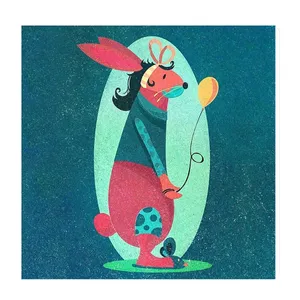 تابلو کودک و نوزاد طرح خرگوش و بادکنک کد wkt209