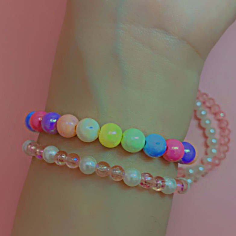 دستبند دخترانه مدل رنگین کمان مجموعه 4 عددی