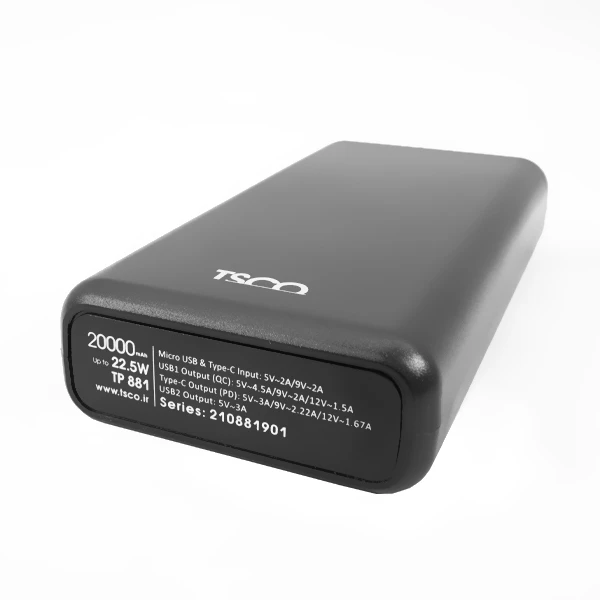 عکس شماره 12 : پاوربانک 22.5 وات تسکو مدل tp881 ظرفیت 20000 میلی آمپر ساعت