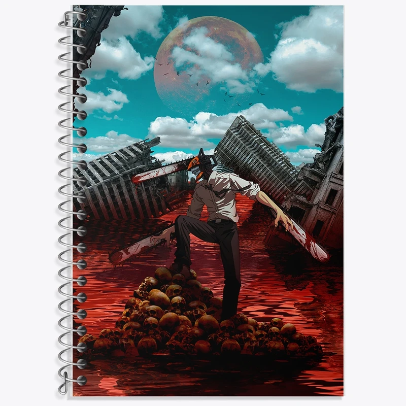 دفتر زبان 50 برگ خندالو مدل سه خط طرح انیمه مرد اره ای کد F814