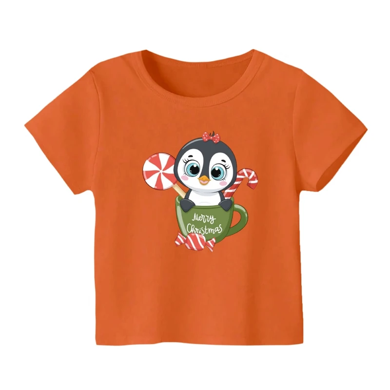 تی شرت آستین کوتاه بچگانه مدل پنگوئن کریسمس کد 5
