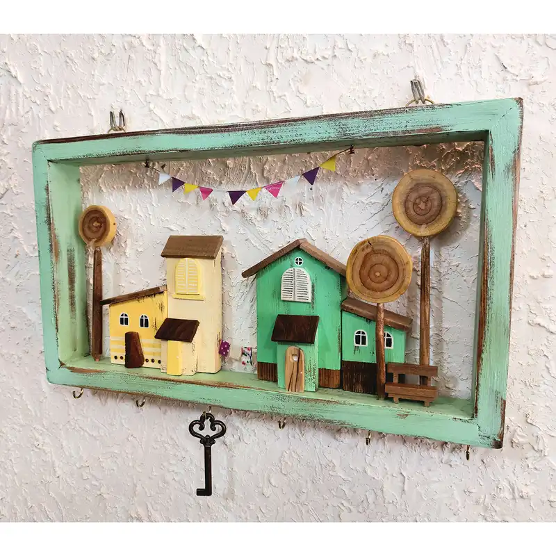 جاکلیدی چوبی مدل دهکده رویایی کد 5316