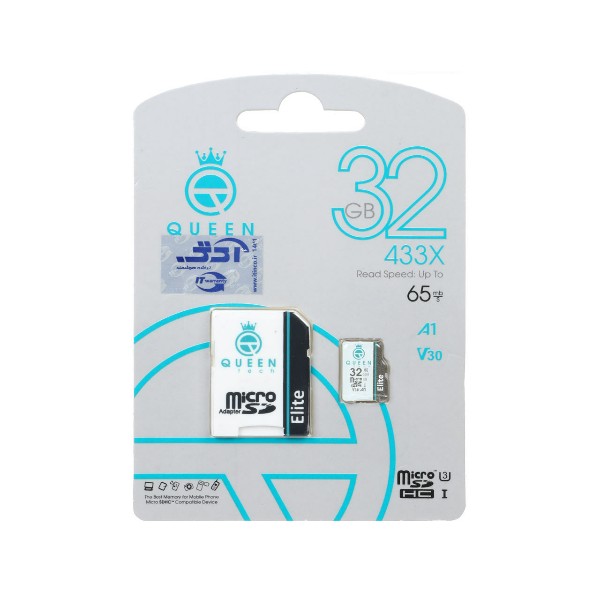 کارت حافظه microSDHC کوئین تک مدل 433X کلاس 10 استاندارد U3 سرعت 65MBps ظرفیت 32 گیگابایت به همراه آداپتور SD