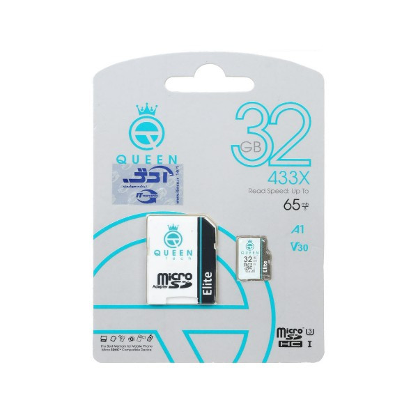 کارت حافظه microSDHC کوئین تک مدل 433X کلاس 10 استاندارد U3 سرعت 65MBps ظرفیت 32 گیگابایت به همراه آداپتور SD