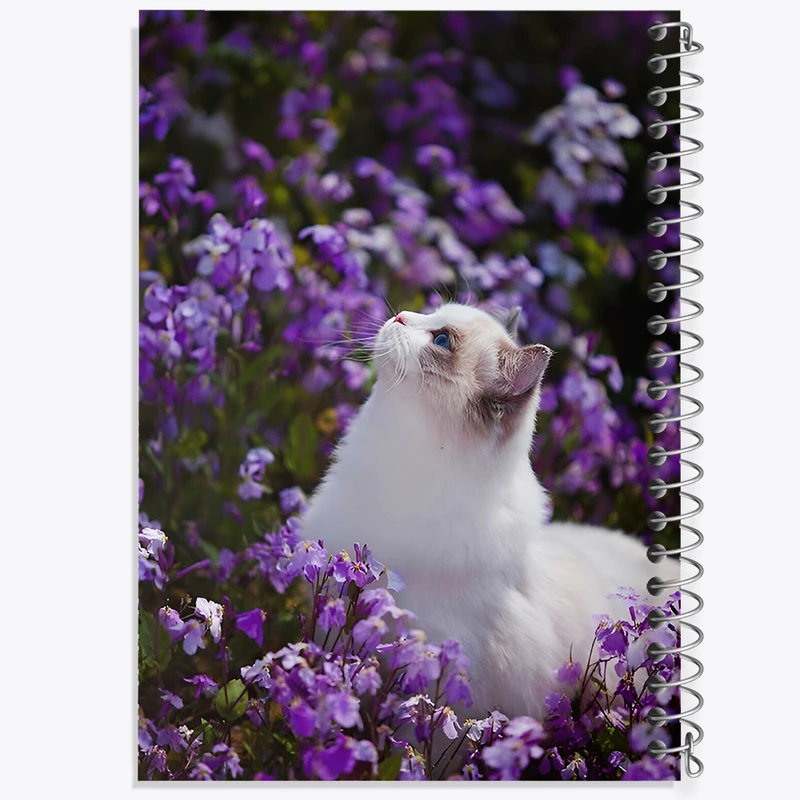 دفتر مشق 100 برگ خندالو طرح گربه و گل بنفش کد F7287