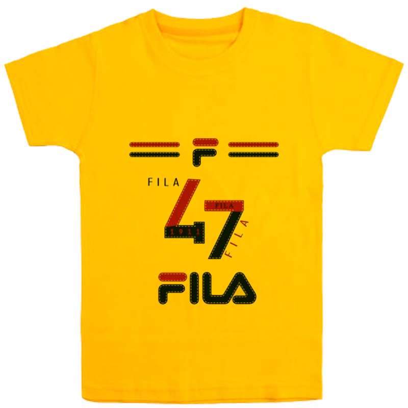 تی شرت آستین کوتاه پسرانه مدل D26 FILA رنگ زرد